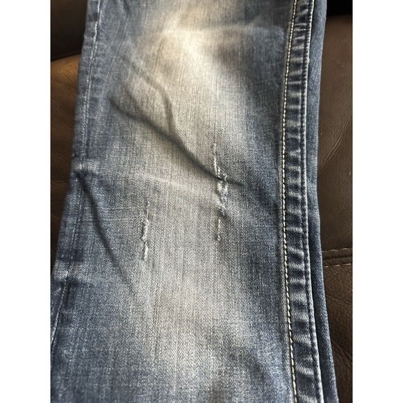 Vigoss The Chelsea Slim Boot 7/8 33 Long Denim Jeans Medium Wash Distressed - Picture 3 of 16